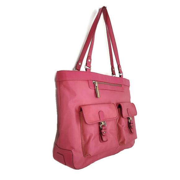 Liz Claiborne Women's Pink Nylon Business Travel Laptop Tote w Portfolio Holder - Picture 4 of 9